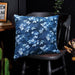 botanical blue zip cushion