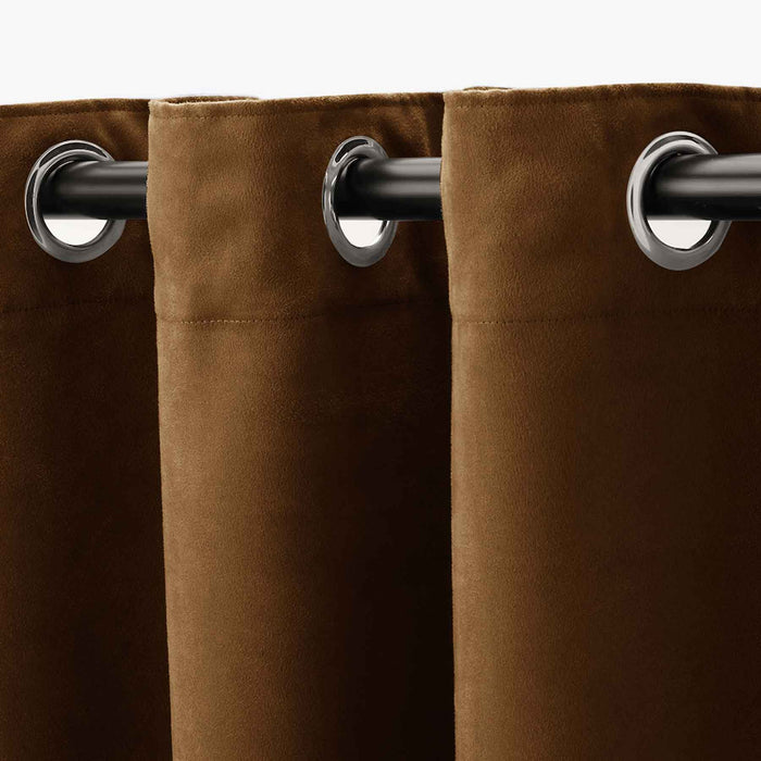 ultrasoft fine grommet top velvet curtain panels brown