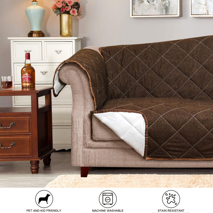 bed rock brown quilted sofa cover set
