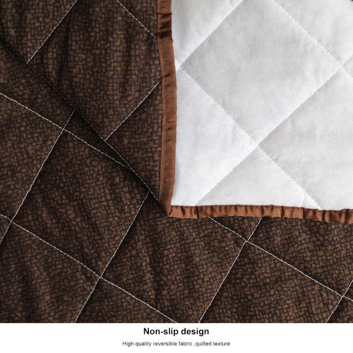 bed rock brown quilted sofa cover set