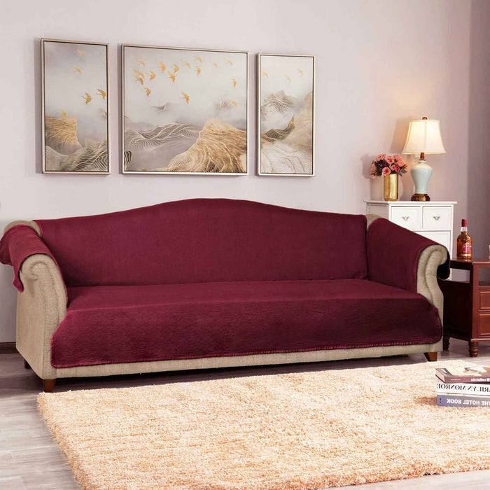 matelasse luxury textured sofa cover maroon