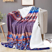 soft warm ethnic blue sherpa blanket