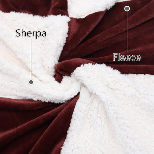 all seasons ultrasoft checked fleece sherpa blanket