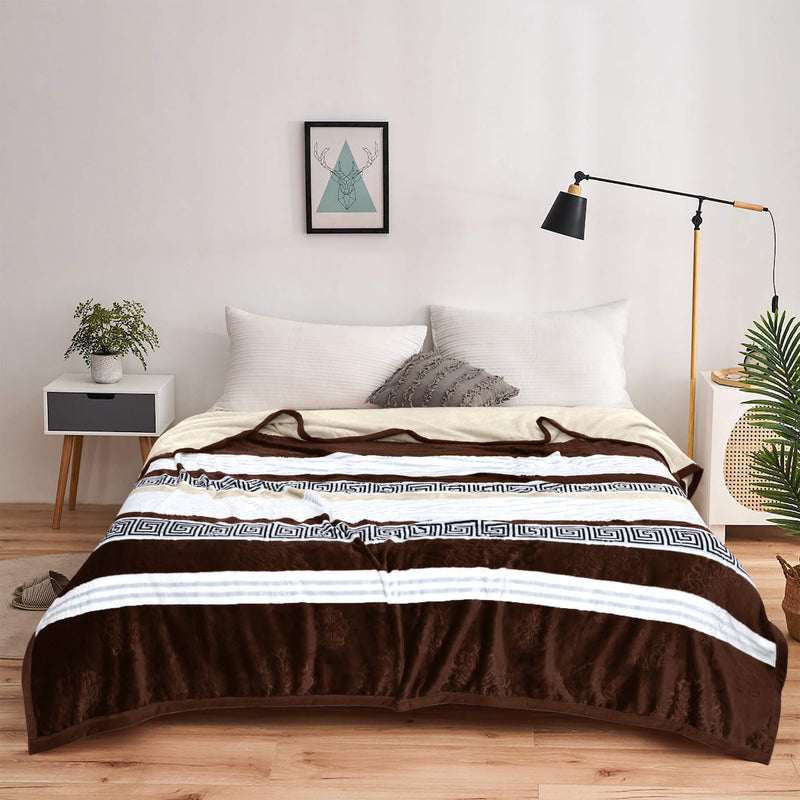 geo print embossed fleece blanket