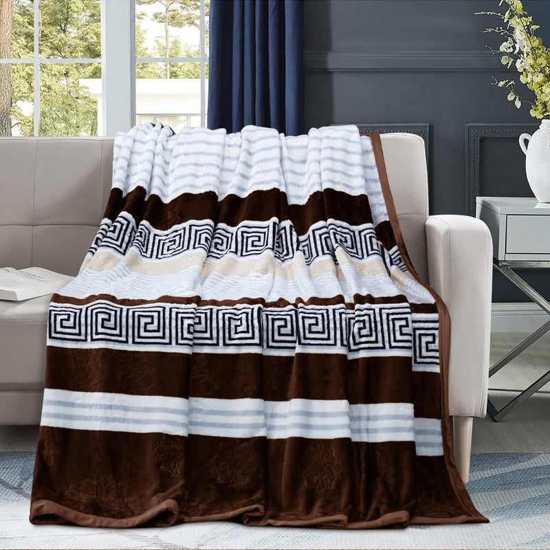 geo print embossed fleece blanket