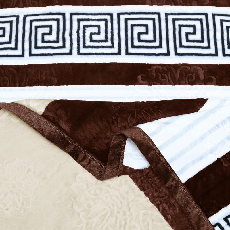 geo print embossed fleece blanket