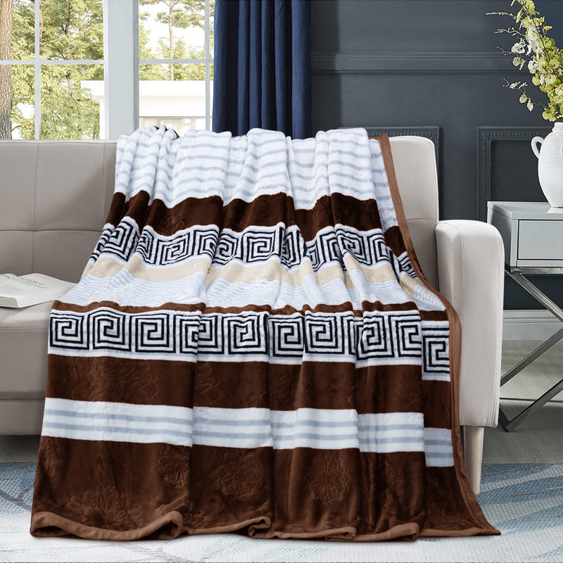 geo print embossed fleece blanket