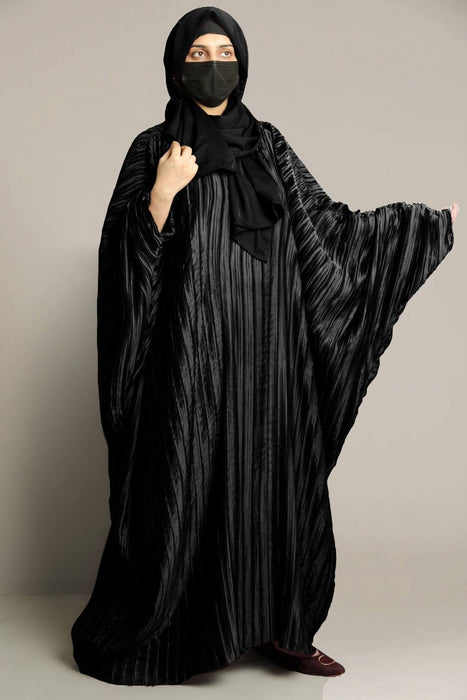 crushed pleats butterfly abaya