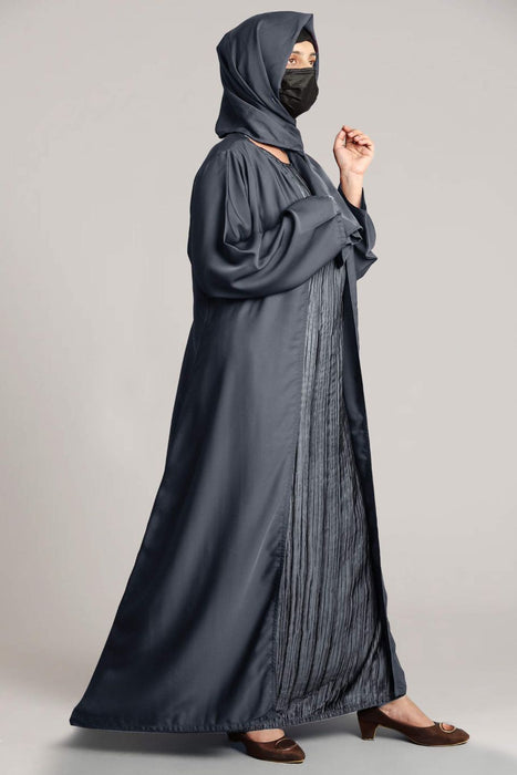 crushed pleats front layered abaya