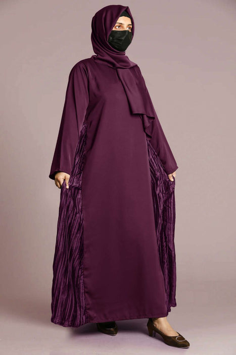 crushed side seams pleated abaya
