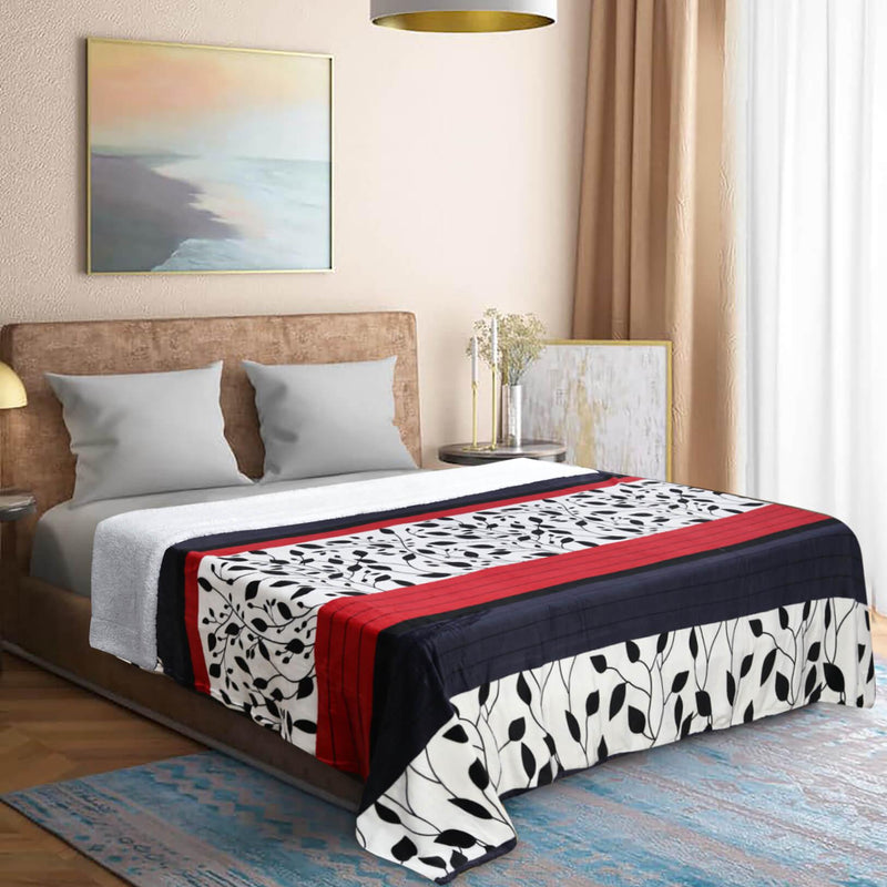 soft warm black red leaves sherpa blanket