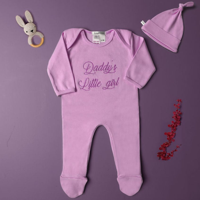 daddys little girl embroidered romper set