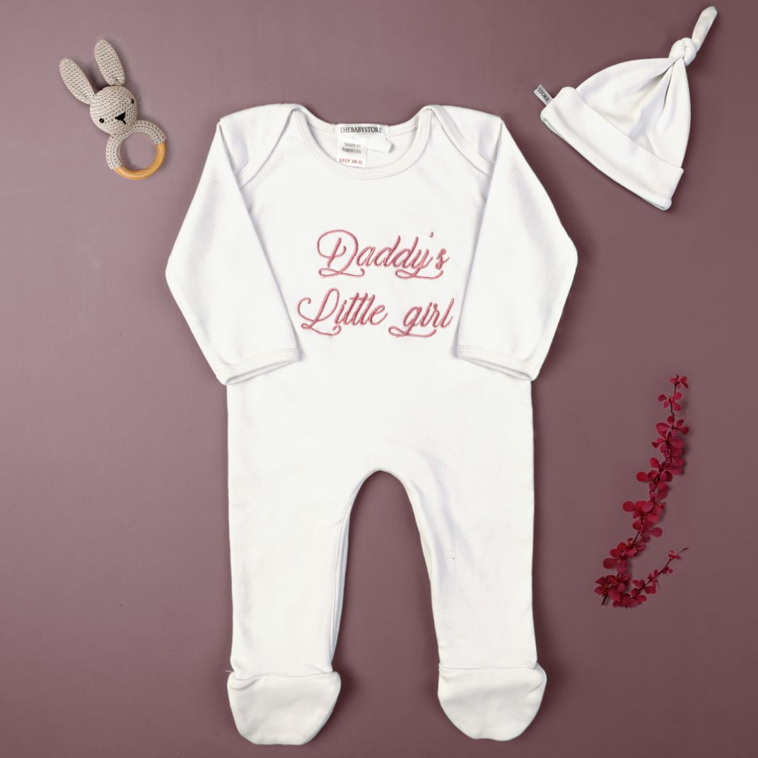 Daddy's Little Girl Embroidered Romper Set — Cotton Passion