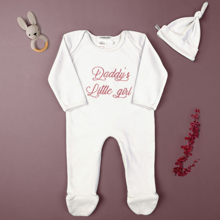 daddys little girl embroidered romper set