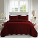 ultrasonic quilted bedspread deep red