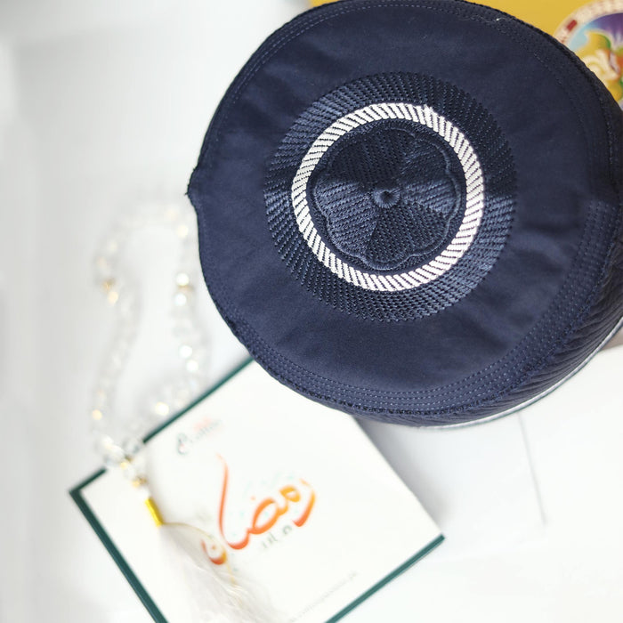 embroidered blue flower cap