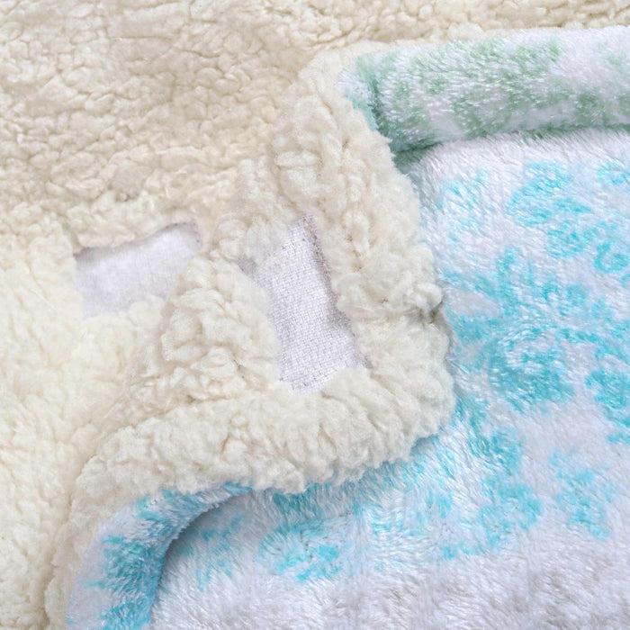 Floral Stripes Blue Green Sherpa Swaddle