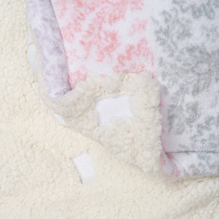 Floral Stripes Pink Lilac Sherpa Swaddle