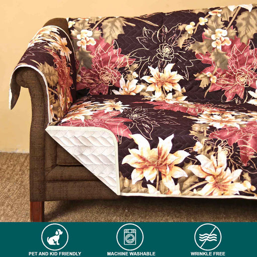 floral brown quilted sofa cover set