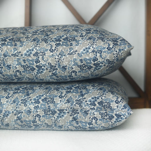 floral blue sateen pillow covers