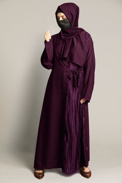 front cut crushed pleated abaya