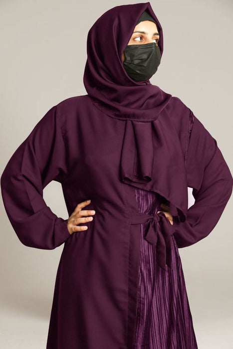 front cut crushed pleated abaya