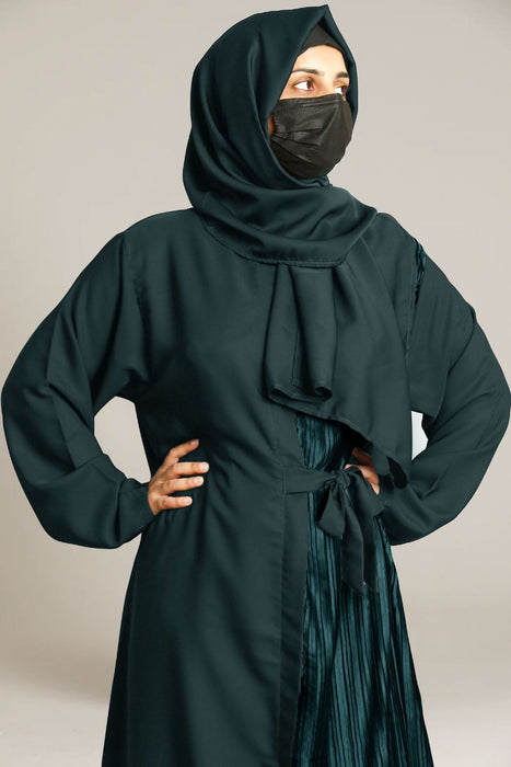front cut crushed pleated abaya