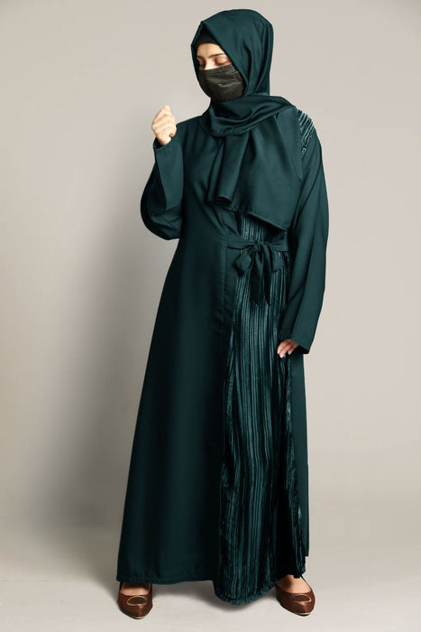 front cut crushed pleated abaya