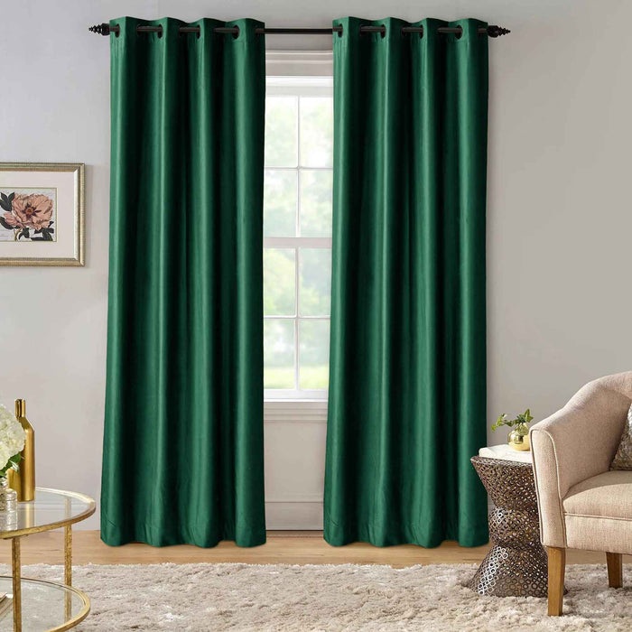ultrasoft fine grommet top velvet curtain panels green