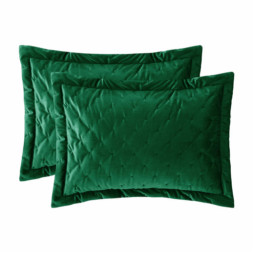 velvet quilted embroidered pillow cover green