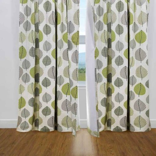 green leaves coated curtains