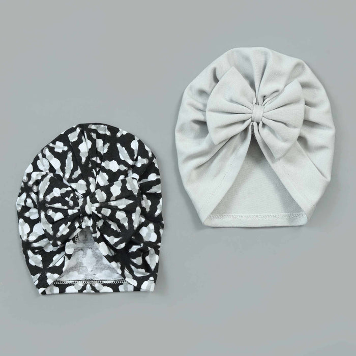 grey marbling baby turban caps bundle