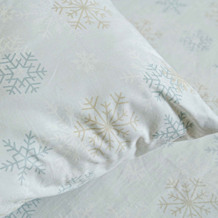 Grey Snowflakes Bedsheet Sheet & Pillow