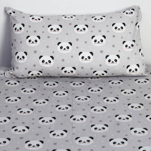 grey panda polycotton single bedsheet