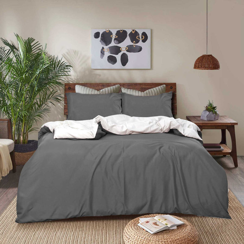 grey white reversible duvet cover set