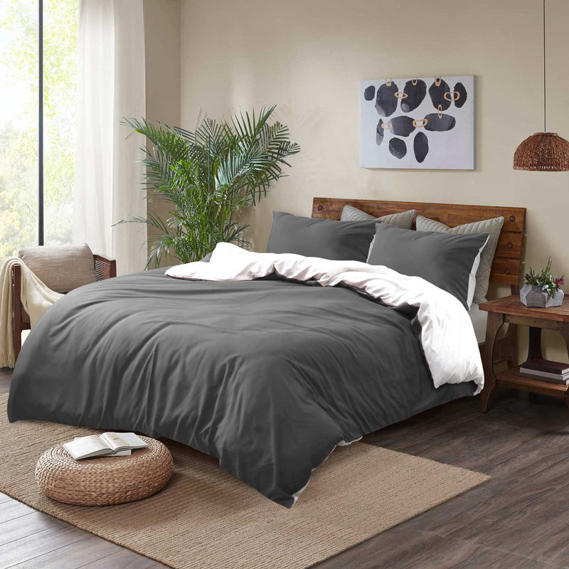 grey white reversible duvet cover set