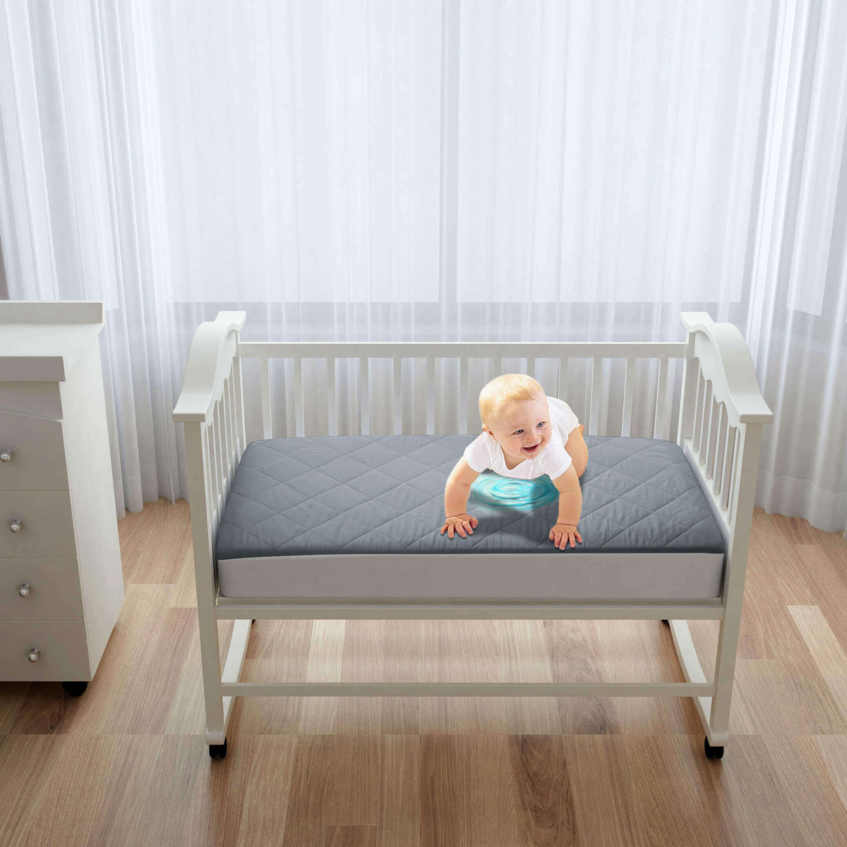 Kids Waterproof Mattress Protector Fitted Grey — Cotton Passion