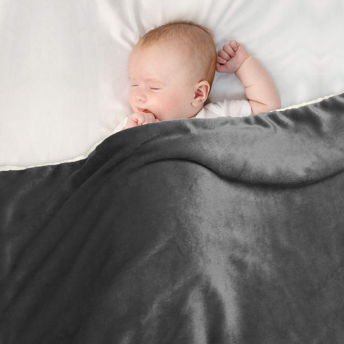 baby sherpa blankets grey 1