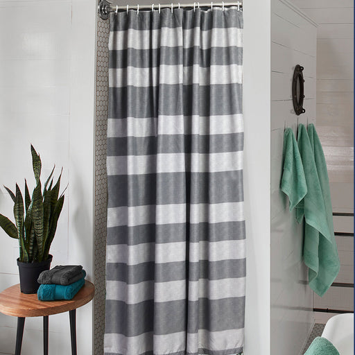 grey stripes waterproof shower curtain