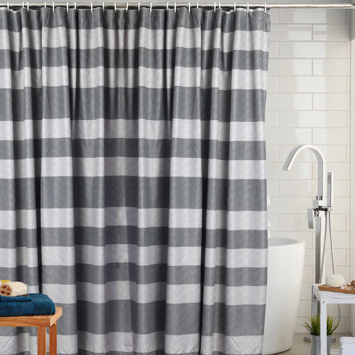 grey stripes waterproof shower curtain