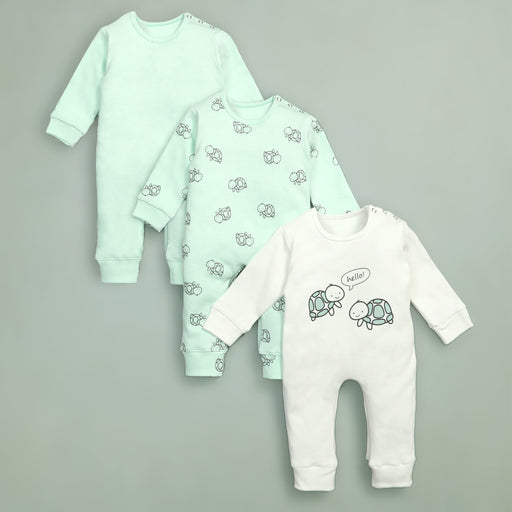 hello turtle baby rompers pack of 3