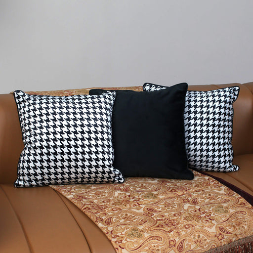 lush velvet houndstooth cushion cover set bundle of 3