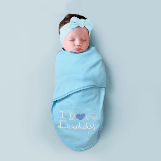 i love daddy embroidered baby swaddle