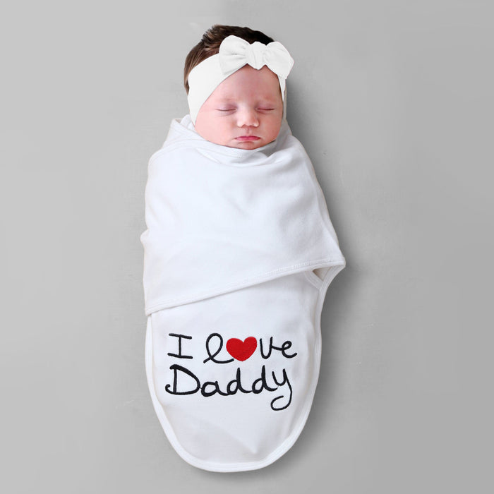 I Love Daddy Embroidered Baby Swaddle