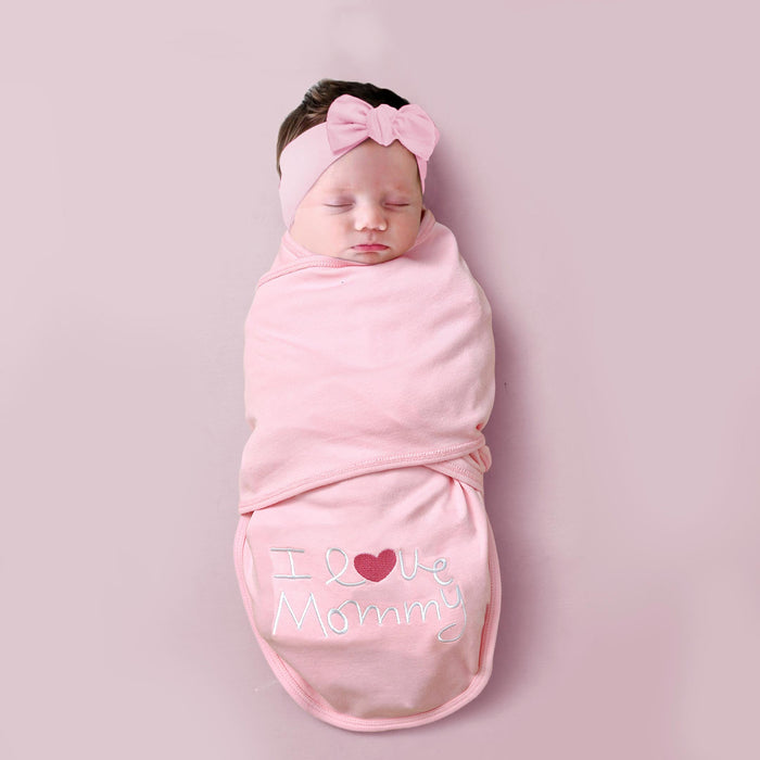 I Love Mommy Embroidered Baby Swaddle