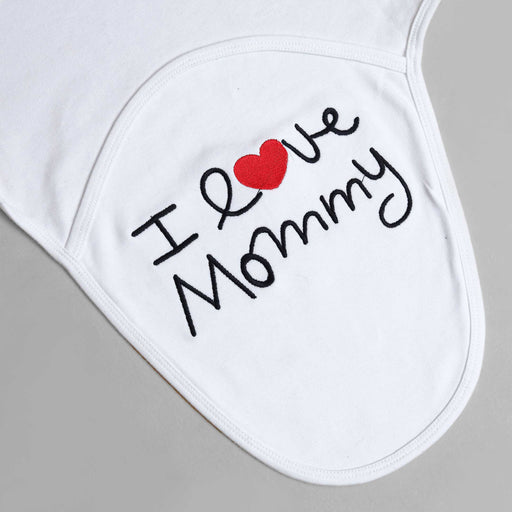 i love mommy embroidered baby swaddle