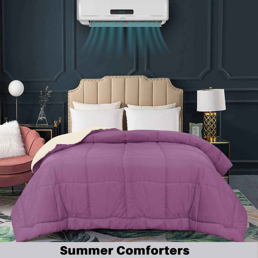 square quilted summer comforter lilac beige