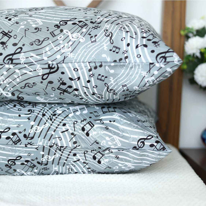musical notes black pillow covers