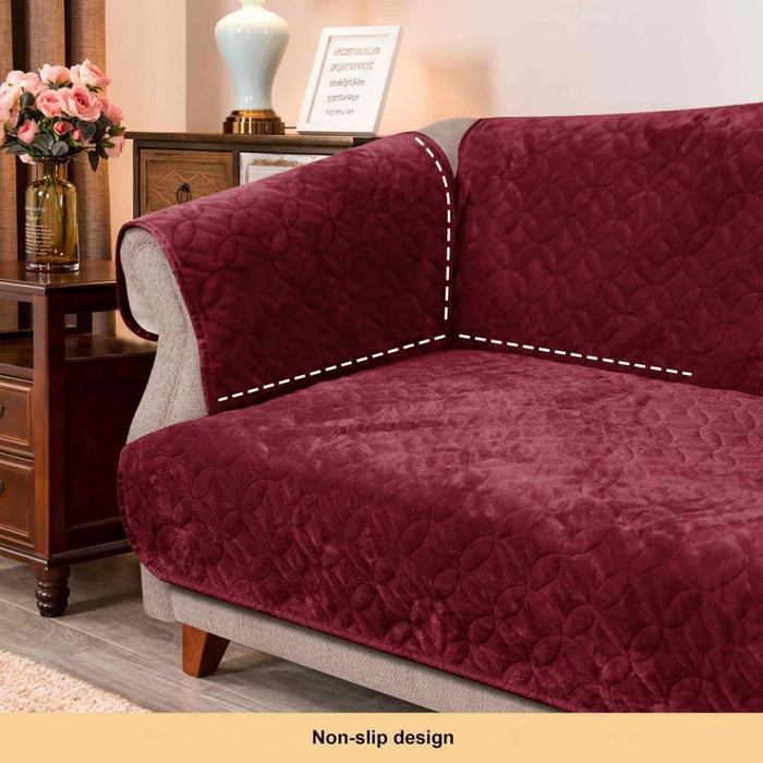 luxury fleece sofa cover maroon