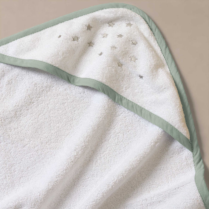 Mint Stars Embroidered Hooded Towel